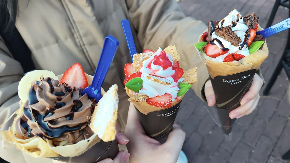 冬の園内で食べた3種類のクレープ