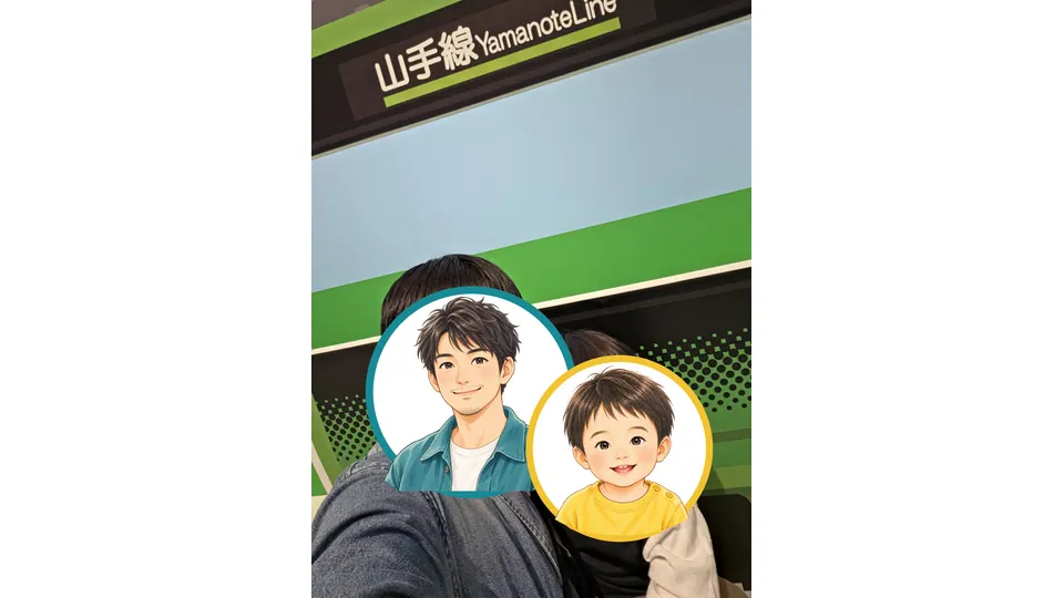 山手線をイメージした会場内のフォトスポット