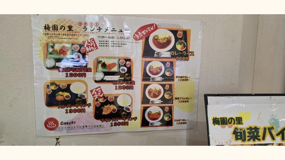 からあげ定食やとんかつ定食、カレーなどが載った2026年9月のランチメニュー